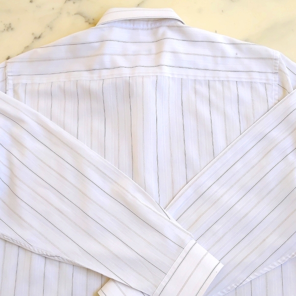 Pierre Cardin Men's Dress Shirt with embroidered logo and multi color stripes. - Picture 7 of 7
